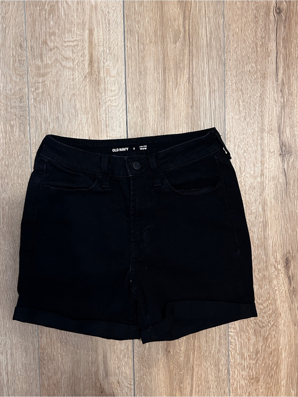 Old Navy Black High-Rise Rolled Hem Jean Shorts